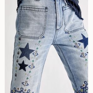 Free People Delphine Embroidered Flare Jeans